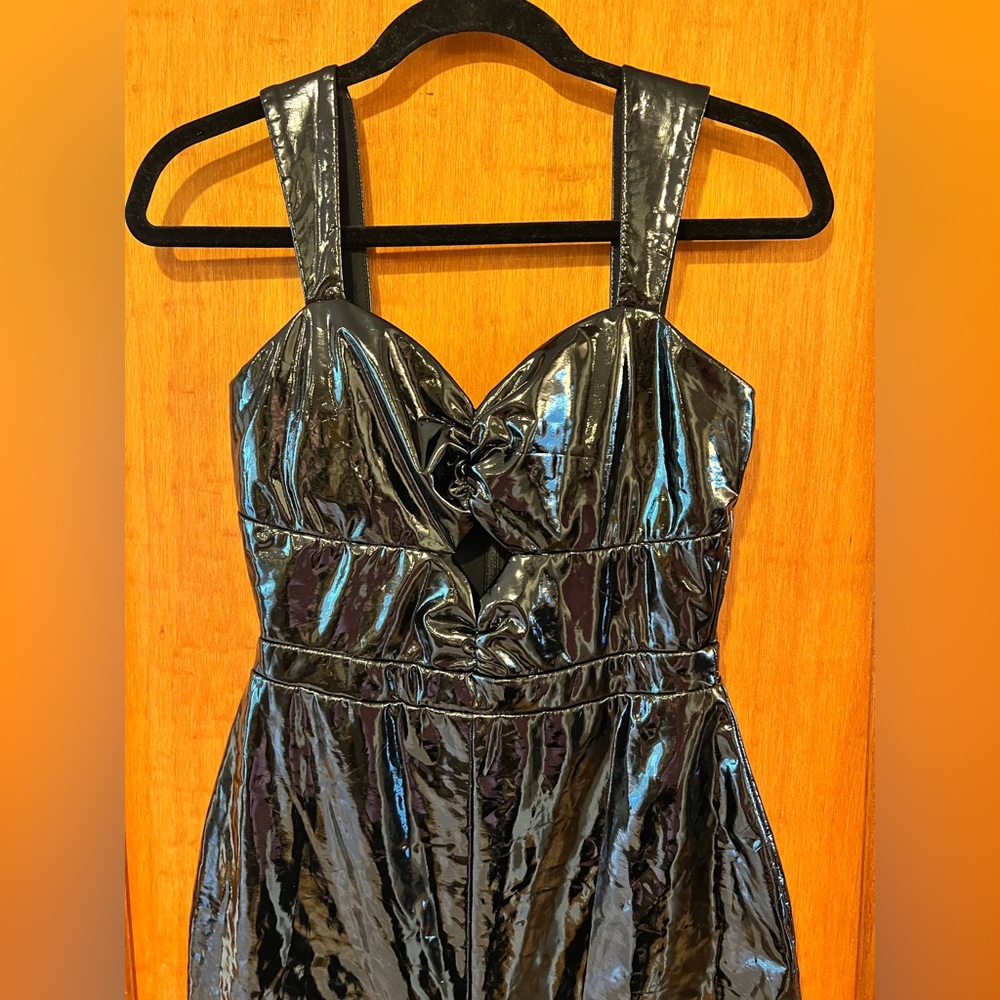 Ashley Park x RTR faux leather dress Small vegan stretch bodycon sheath midi - Picture 8 of 16